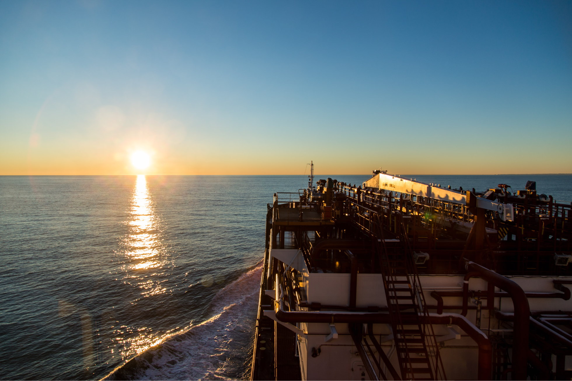 Sunset at a gas tanker photo